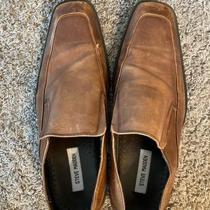 Steve Madden Mens Brown, leather, slip on dress shoe